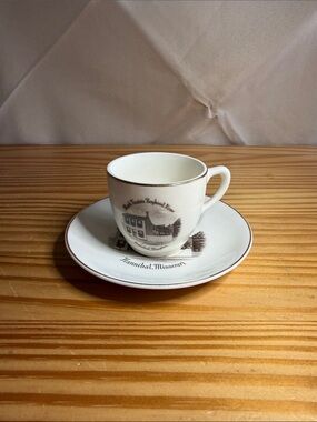 Vintage ENCO Mark Twain Boyhood Home Demitasse Cup & Saucer Set 22K Gold